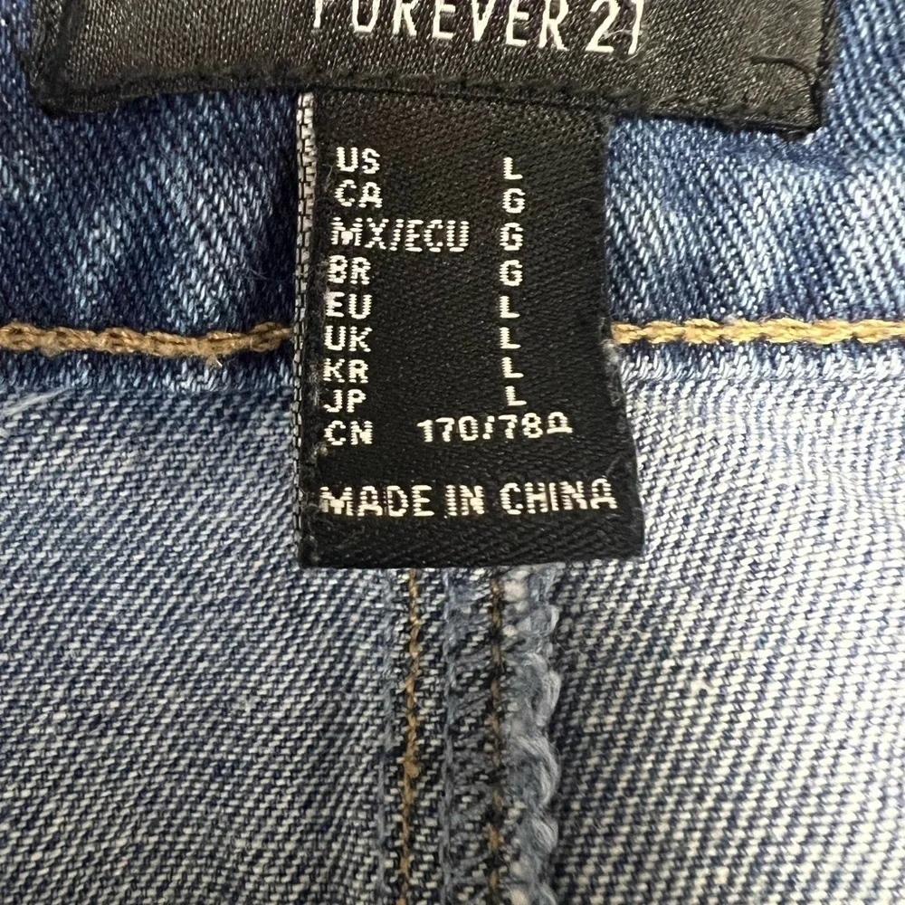 Forever 21 Distress Jeans Mini Skirt L